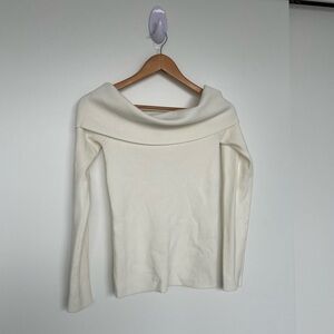 Aritzia Wilfred Off-Shoulder Sweater in Cream